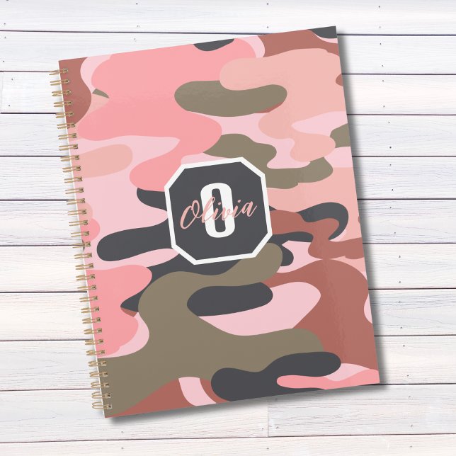 Stylish Modern Pink Green Camouflage, Personalized Planner (Creator Uploaded)