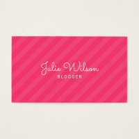 Stylish Modern Pink & Green Stripes Social Media Business Card