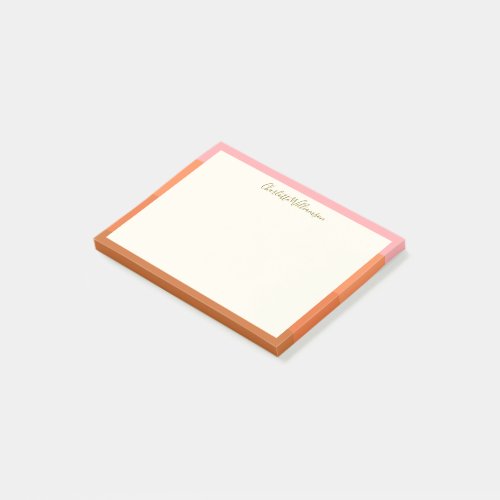 Stylish Modern Pink Orange Border Personalized  Post_it Notes