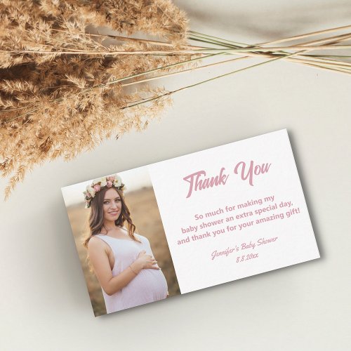 stylish modern pink  thank you baby shower photo note card