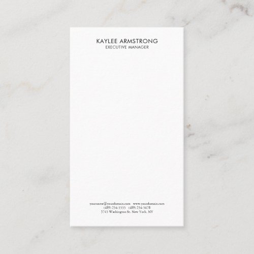 Stylish Modern Plain Simple White Professional Business Card