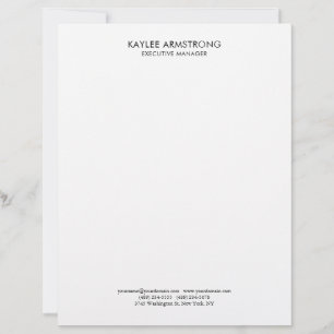 Stylish Modern Plain Simple White Professional Letterhead