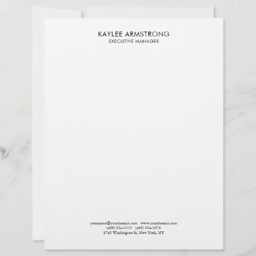 Stylish Modern Plain Simple White Professional Letterhead
