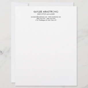 Stylish Modern Plain Simple White Professional Letterhead