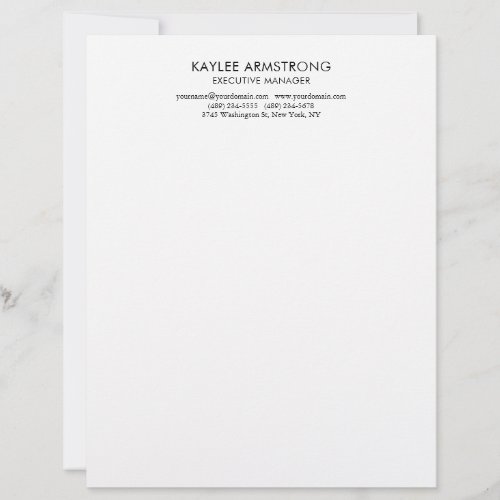 Stylish Modern Plain Simple White Professional Letterhead