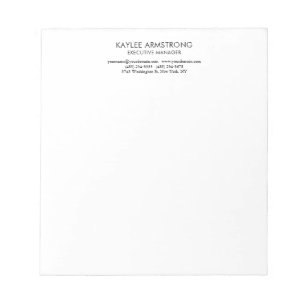 Stylish Modern Plain Simple White Professional Notepad