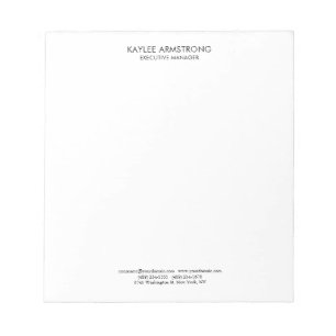 Stylish Modern Plain Simple White Professional Notepad