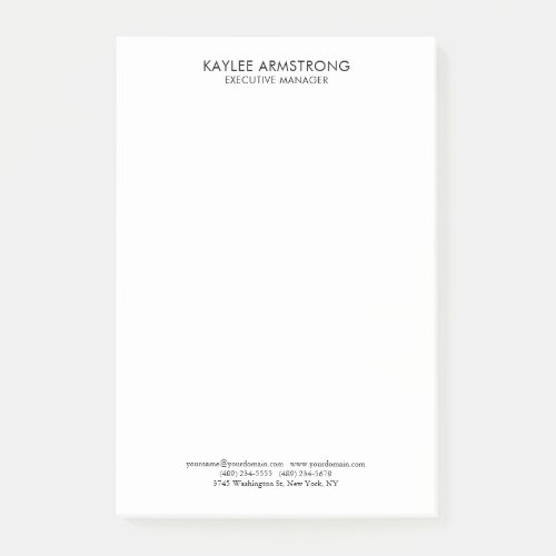 Stylish Modern Plain Simple White Professional Post-it Notes