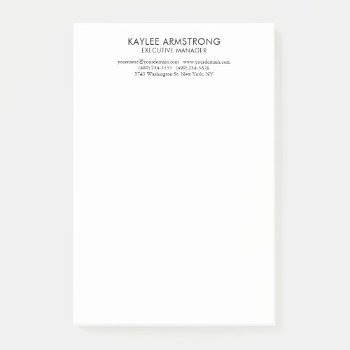 Stylish Modern Plain Simple White Professional Post-it Notes