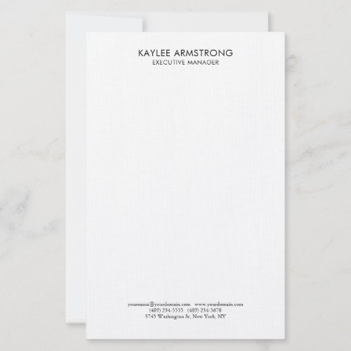 Stylish Modern Plain Simple White Professional Stationery