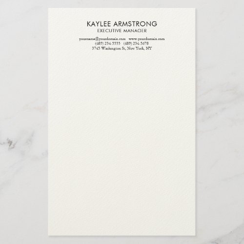 Stylish Modern Plain Simple White Professional Stationery