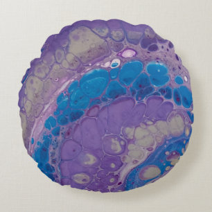 Stylish Modern Purple Blue Gray Abstract Round Pillow