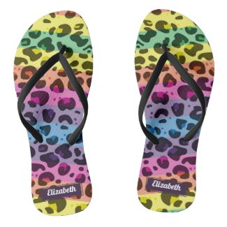 Stylish modern rainbow leopard spots with name