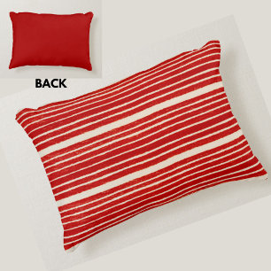 Stylish Modern Red and White Stripes Accent Pillow