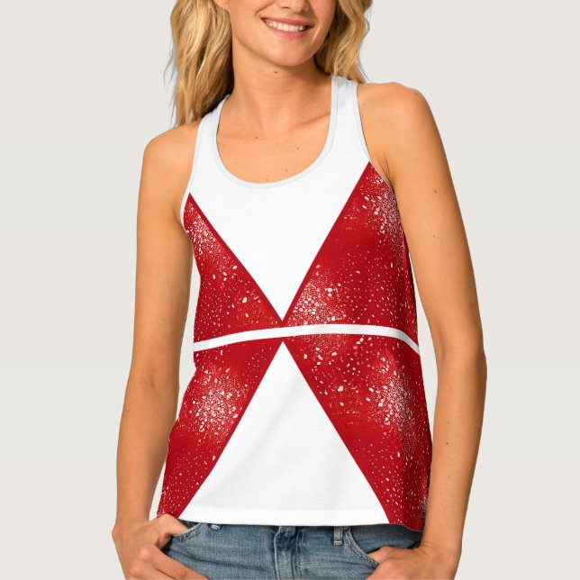 Stylish Modern Red and White Tank Top  (Front)