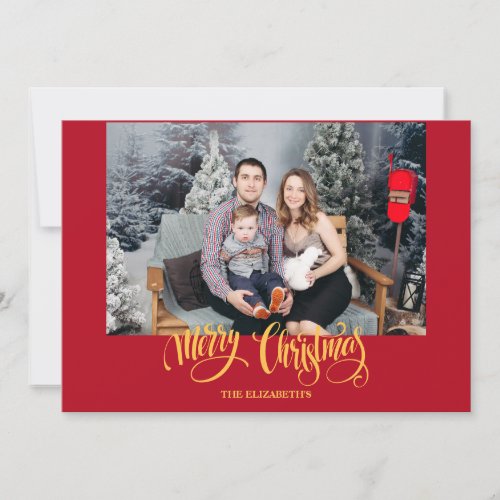 Stylish Modern Red Christmas Photo Holiday Card