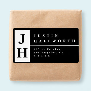 Stylish Modern Return Address Black & White Label