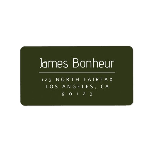 Stylish Modern Return Address Dark Green  White Label