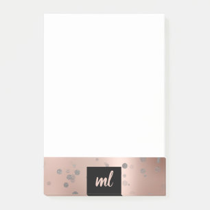 Stylish modern rose gold silver confetti dots post-it notes