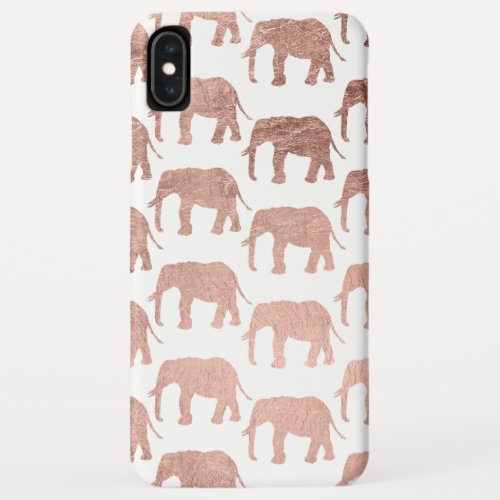 Stylish modern rose gold wild elephants pattern iPhone XS max case