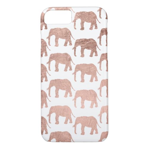 Stylish modern rose gold wild elephants pattern iPhone 87 case