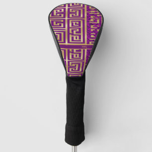 Stylish Modern Royal Purple and Gold Geometric  Golf Head Cover