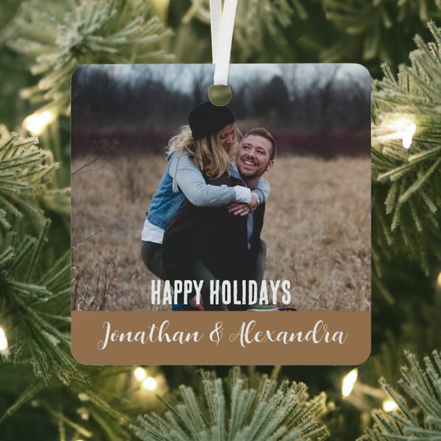 Stylish modern rustic Christmas create your own Metal Ornament (Insitu)