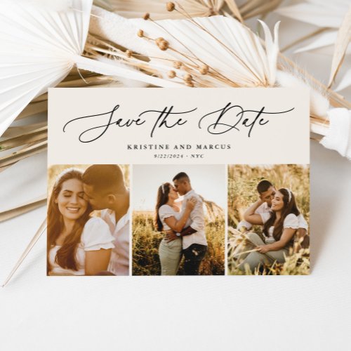 Stylish Modern Script 3_Photo Multi Beige Save The Date