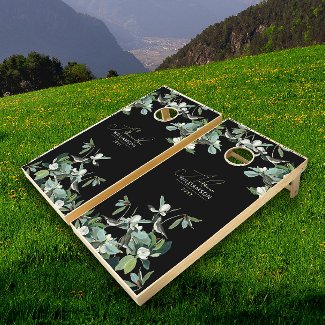 Stylish Modern Script Black Vintage Garden Floral 