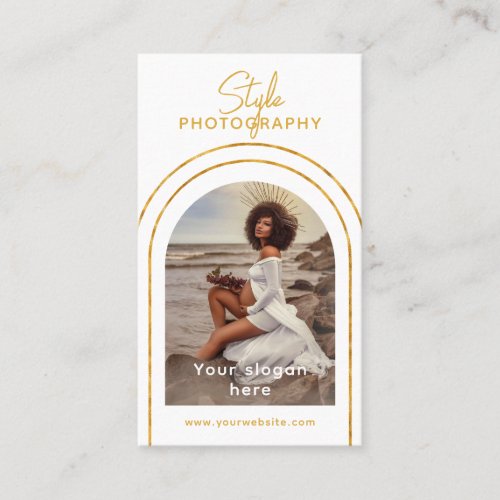 Stylish Modern Script Photo QR Code Photography Business Card