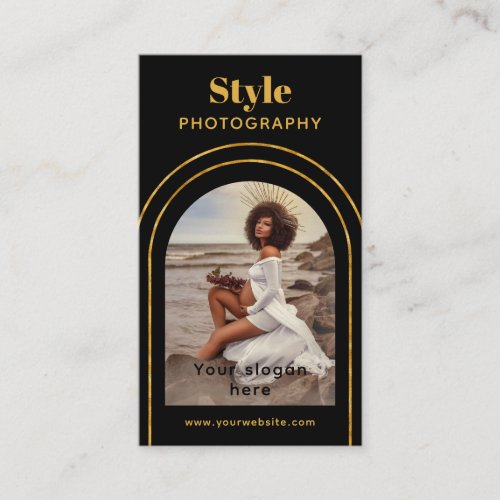 Stylish Modern Script Photo QR Code Photography Business Card