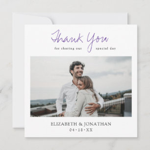Stylish Modern Script Photo Thank You Wedding