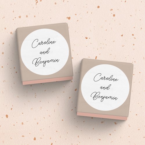 Stylish Modern Script Wedding Names White Classic Round Sticker