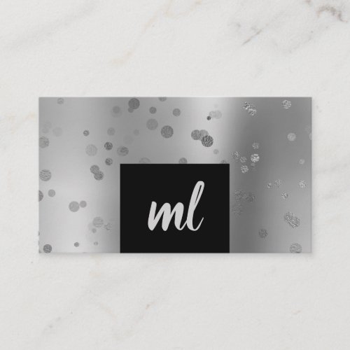 Stylish modern silver confetti dots business card
