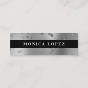 Stylish modern silver confetti dots mini business card