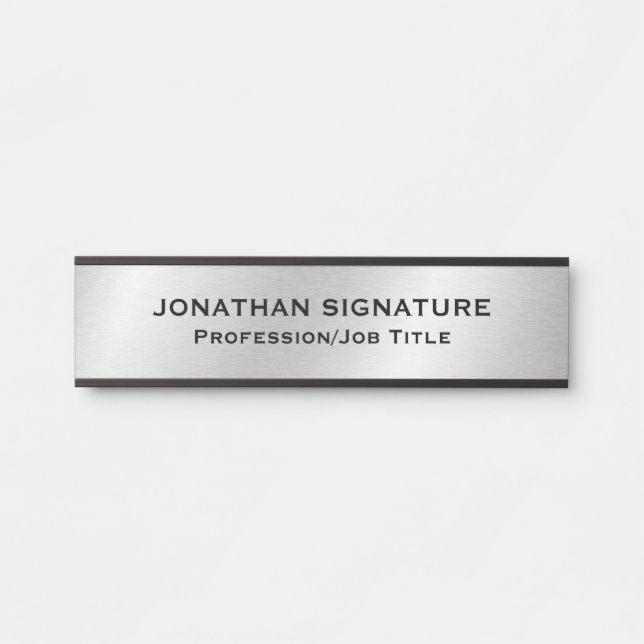 Stylish Modern Silver Glamorous Template Door  Sign (Front)