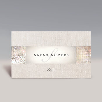 Stylish Modern Silver Sequin Monogram Beauty Business Card by sm_business_cards at Zazzle
