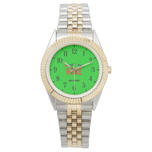 STYLISH MODERN SILVERY GOLDEN LIME GREEN BRANDED WATCH