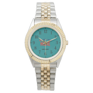 STYLISH MODERN SILVERY GOLDEN TEAL GREEN BRANDED WATCH