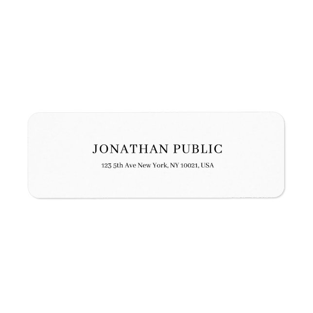 Stylish Modern Simple Design Chic White Plain Label (Front)