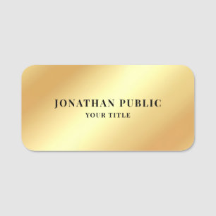 Stylish Modern Simple Template Custom Glamour Gold Name Tag