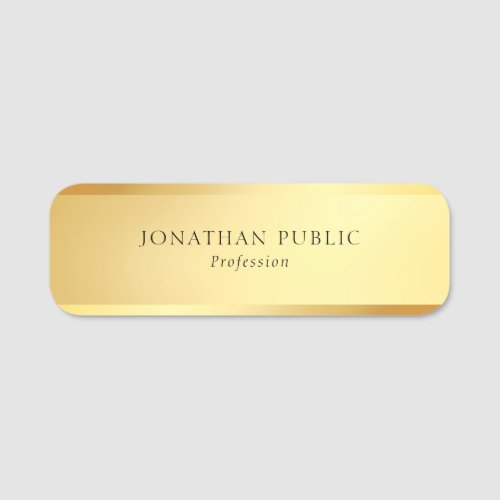 Stylish Modern Simple Template Glamorous Gold Name Tag