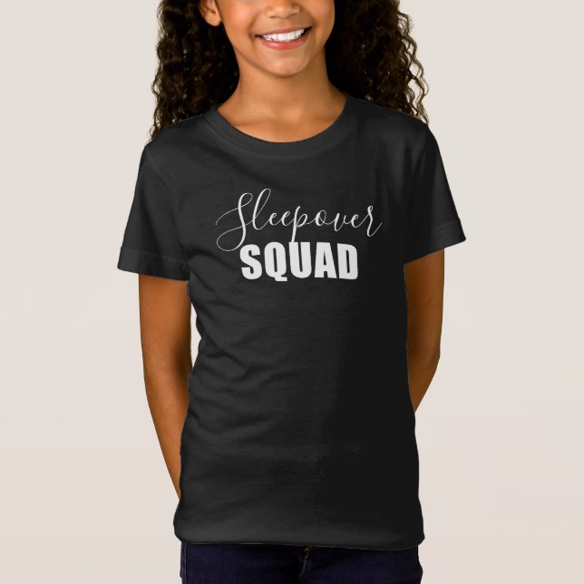 Stylish Modern Sleepover Squad White Design T-Shirt (Front)