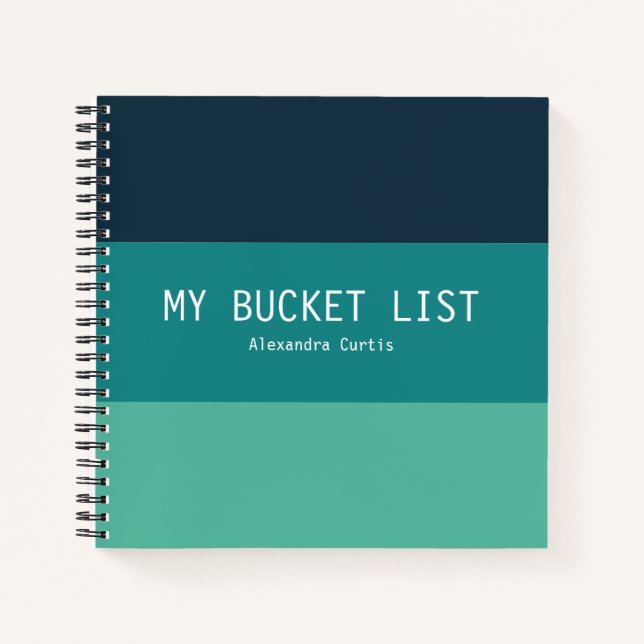 Stylish Modern Stripe My Bucket List Personalized Notebook (Front)