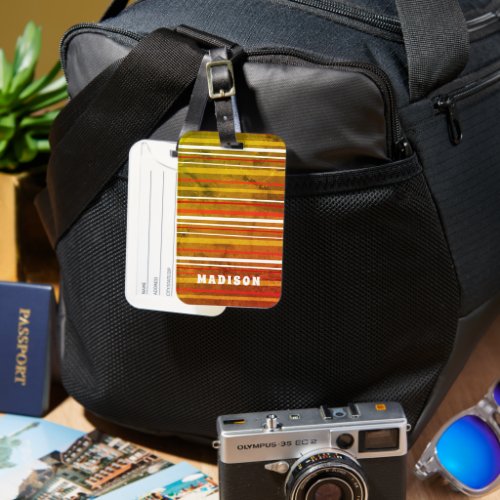 Stylish Modern Striped Terracotta Personalized Luggage Tag