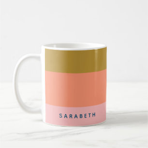 Stylish Modern Stripes in Pretty Earth Tones Name Coffee Mug