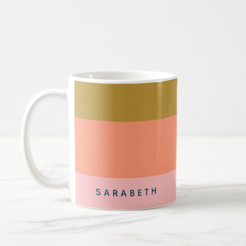 Stylish Modern Stripes in Pretty Earth Tones Name Coffee Mug