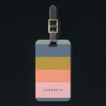 Stylish Modern Stripes in Pretty Earth Tones Name Luggage Tag<br><div class="desc">A simple stylish and colorful design of fun stripes in a cute earth tone color palette of navy blue,  coral,  pink,  and green,  personalized with name or wording of your choice.</div>