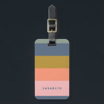 Stylish Modern Stripes in Pretty Earth Tones Name Luggage Tag<br><div class="desc">A simple stylish and colorful design of fun stripes in a cute earth tone color palette of navy blue,  coral,  pink,  and green,  personalized with name or wording of your choice.</div>