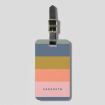 Stylish Modern Stripes in Pretty Earth Tones Name Luggage Tag